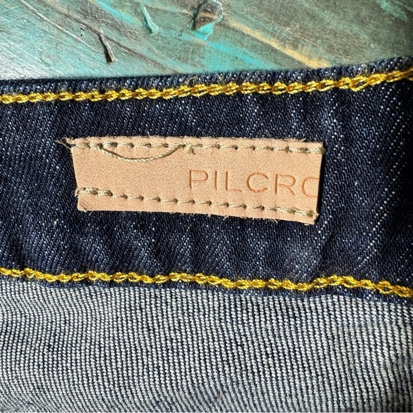 Anthropologie Pilcro The Split Straight Jeans Size 18 Dark Wash Denim Casual - Picture 12 of 16